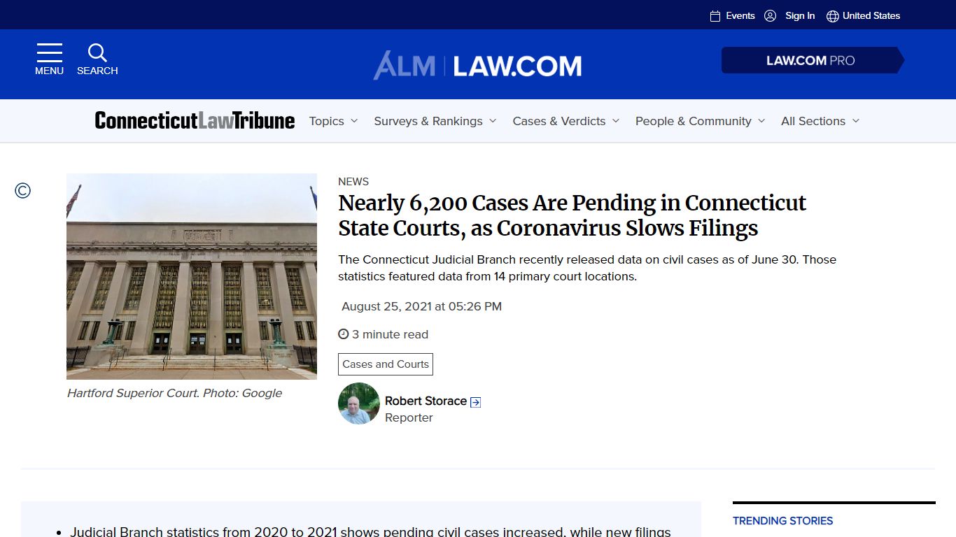 Nearly 6,200 Cases Are Pending in Connecticut State Courts, as ...